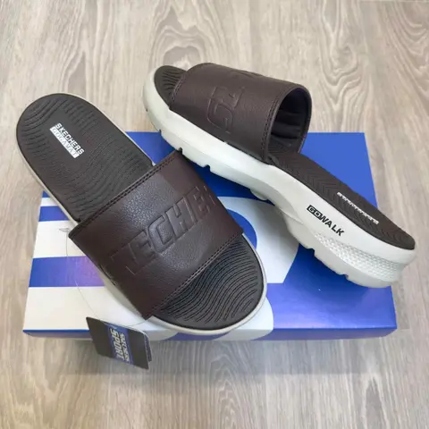 Skechers GOwalk Goga Mat Premium Brown Beige Slides