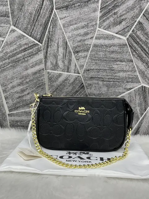 Coach Large Black Wristlet With DustCover