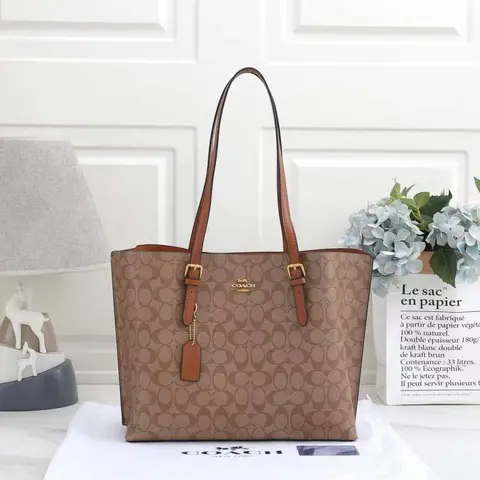 Coach Mollie Tote Apricot-Brown With DustCover
