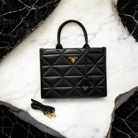 Prada Leather Symbole Large Tote Bag With Dust Bag (Black-403)