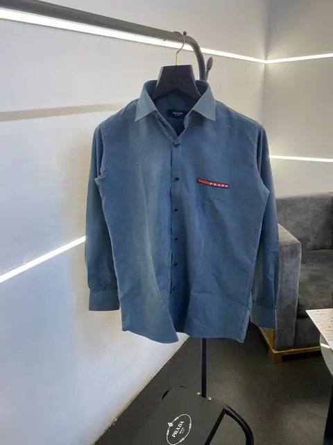 Prada style 05 cotton suede imported box pack shirt C green