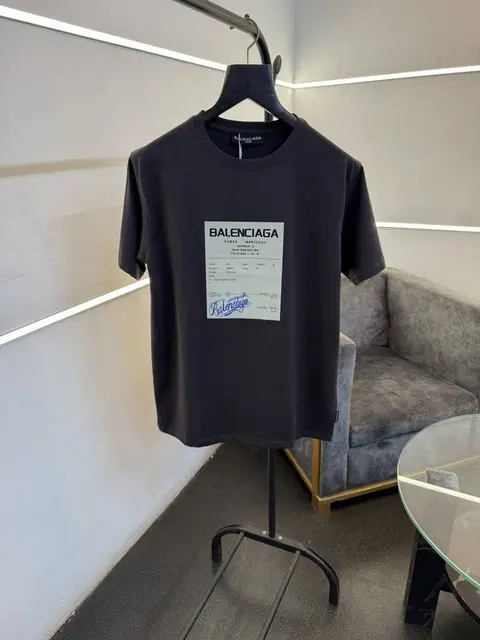 Balenciaga dark grey diamond patch with print imported round neck tshirt