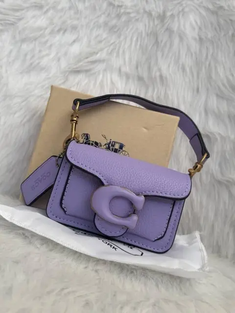 Coach Tabby 12 Purple Mini With Original Box LongSling SmallBelt DustCover PremiumPacking