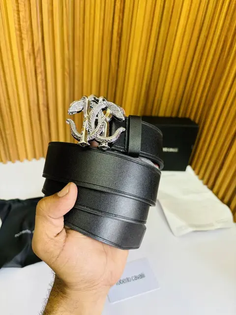 01 ROBERTO CAVALLI SILVER PREMIUM QUALITY BELT FULL KIT