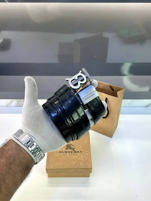 Burberry Silver Black Reversible Belt Fa 205