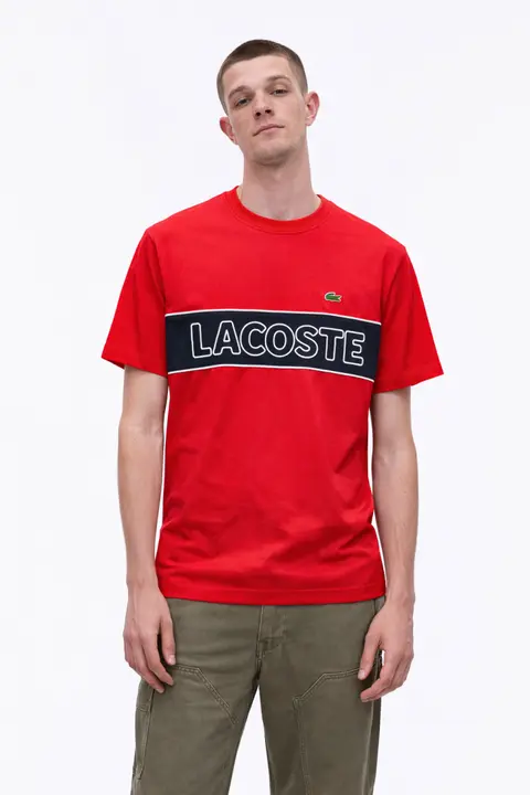 Lacoste Premium Red Round Neck Tshirt