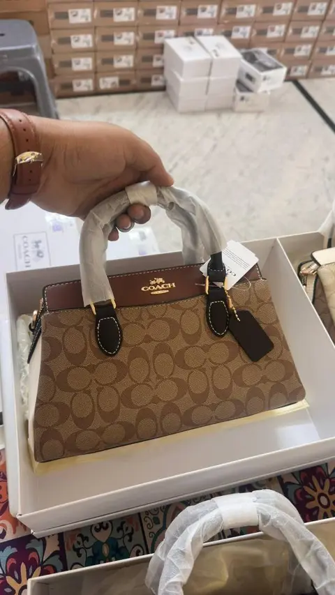 Coach Apricot-Brown Darcie Medium Satchel Bag With OriginalBox DustCover