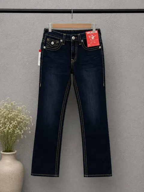 True Religio n Straight Fit Premium Imported Stretchable lycra fabric Denim with back flap pocket Design 1037