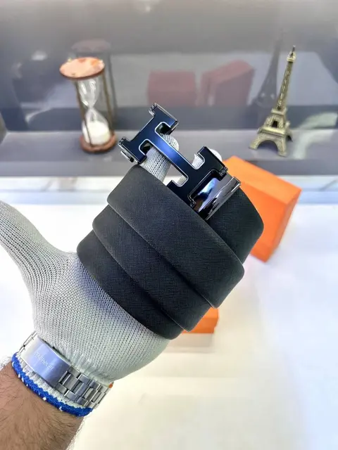 Hermes Glossy Auto Lock Black Belt Fa 920