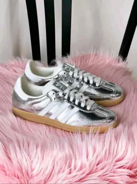 Adidas Samba OG Silver Metallic Cracked Leather