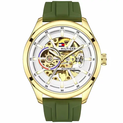 Tommy Hilfige r Automatic Silicon Green-Gold-White