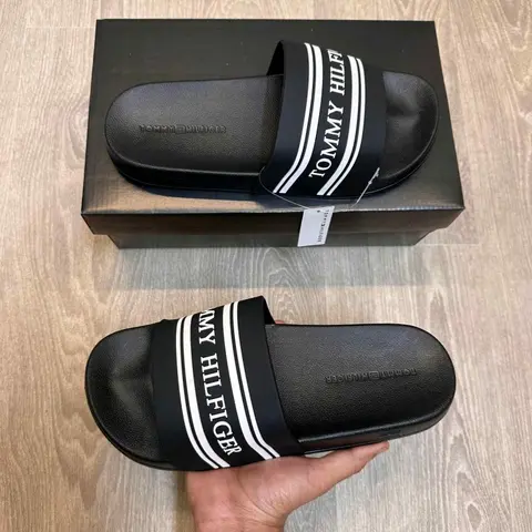 Tommy Hilfigar Premium Black Pool Slides