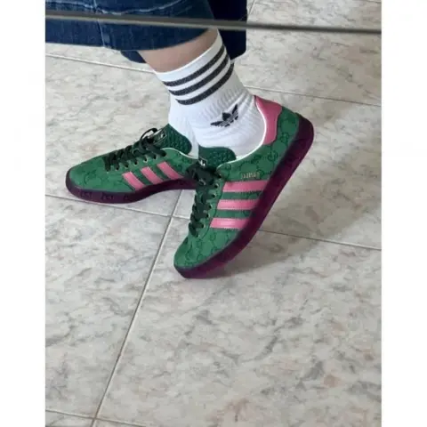 Adidas x gazelle original gg canvas green pink