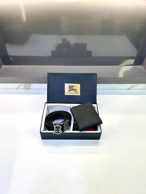 Burberry Belt & Wallet Combo Grey Belt Fa 724