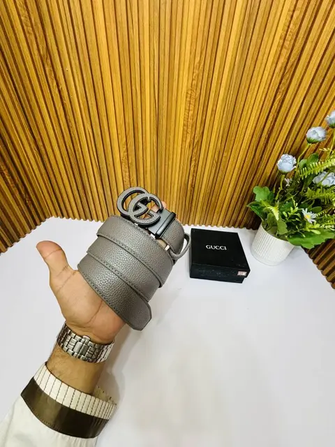 54 GUCCCI PREMIUM QUALITY GREY AUTOMATIC LOCK BELT NO.45