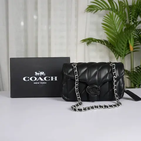 Coach Tabby 20 Shoulder Bag With OG Box & Dust Bag (Black Silver-945)