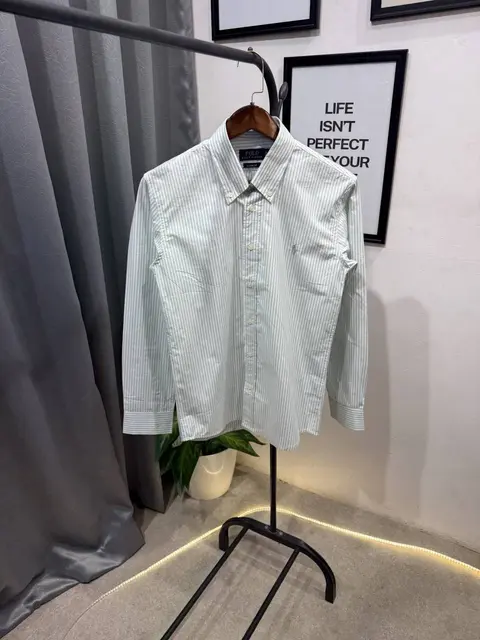 Ralph lauren mint green imported lining shirt with embroidery logo and brand button
