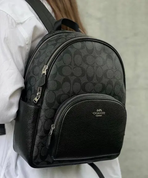 Coach Court Backpack In Signature Canvas With Dust Bag (Black-280)