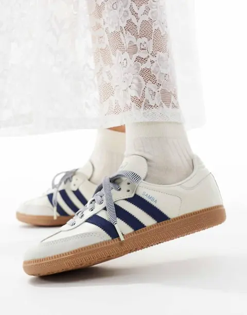 Adidas Samba White Blue Leather