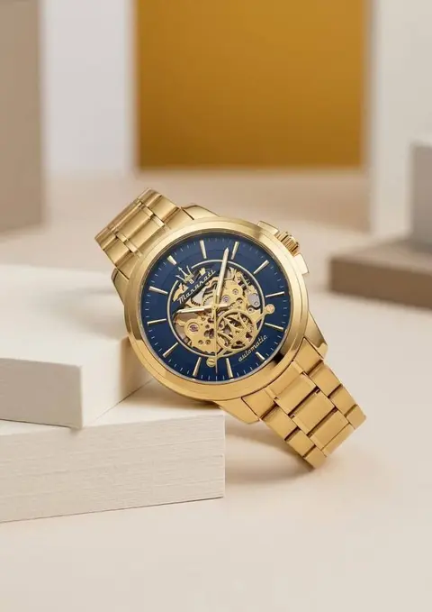 Maserati Successo Skeleton automatic Gold-blue