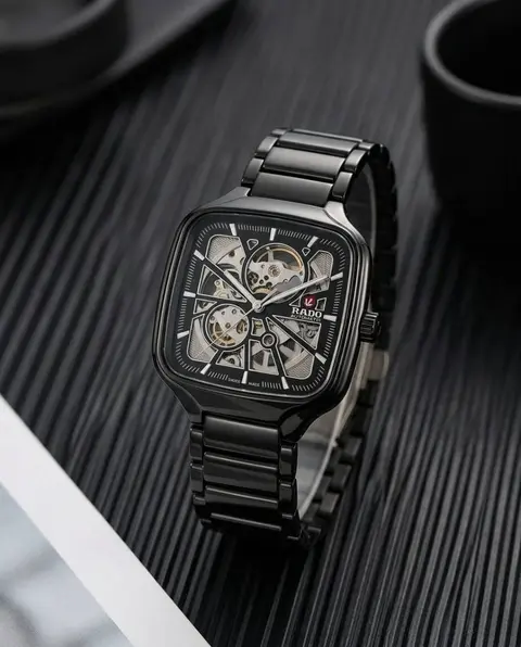 Rado True Square Automatic Open Heart Full Black white