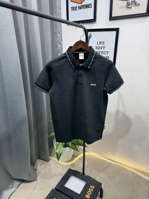 Hugo bos monogram imported box pack tshirt black grey