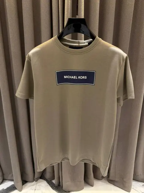 Michael Kor Middle Brand Logo Round Neck T-shirt Beige