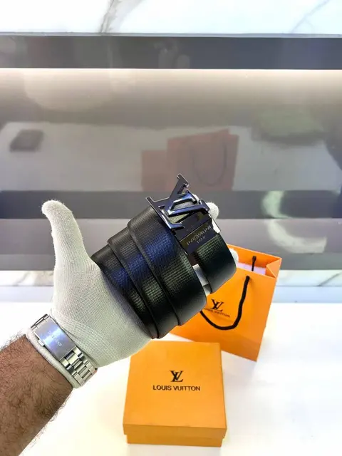 Lv Loui Glossy Black Reversible Belt Fa 202