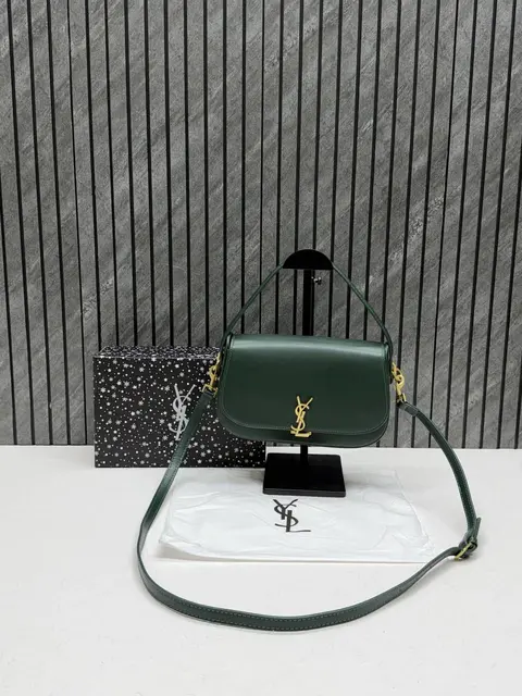 Ysl Voltaire 8868 Green-Gold Shoulder Crossbody Bag With Original Box