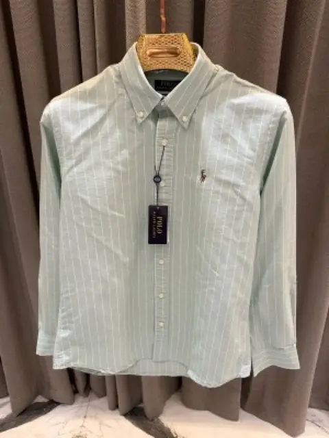 Ralph Lauren Chest Logo Lining Full Sleeves Shirt Green