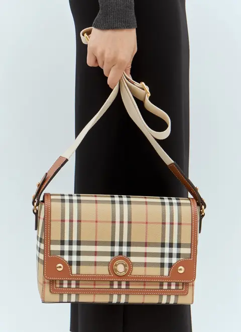 Burberry Note Check Crossbody Bag With Magnet Box Premium