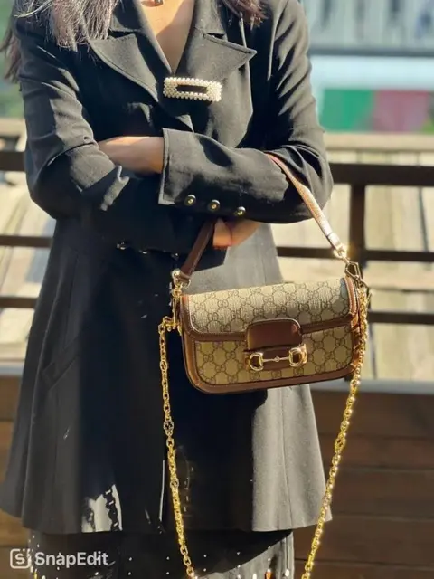 Gucci GG Horsebit 1955 Monogram Crossbody Shoulder Bag With OG Box & Dust Bag (Brown-987)