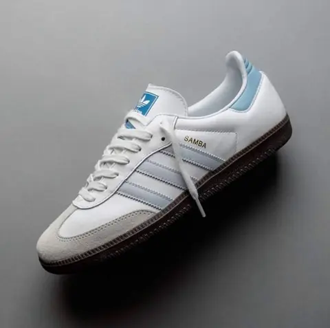 Samba White Sky Blue Men Leather Quality FIX