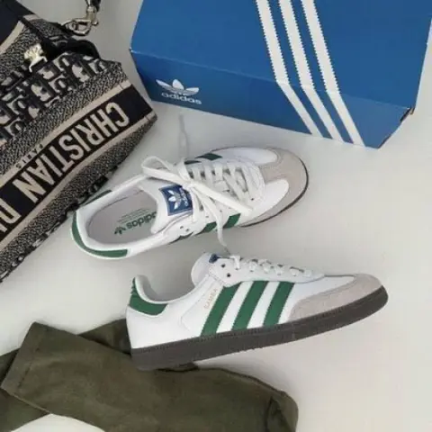 Adidas samba white Green sale