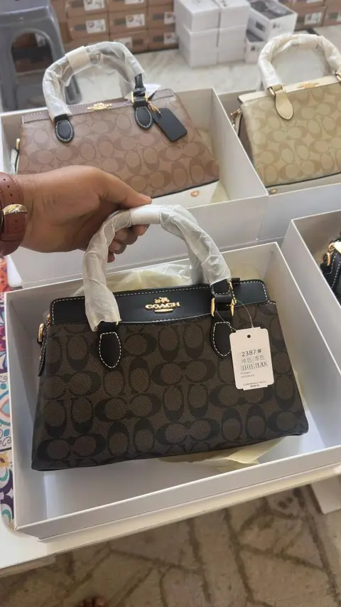 Coach Coffee-Black Darcie Medium Satchel Bag With OriginalBox DustCover