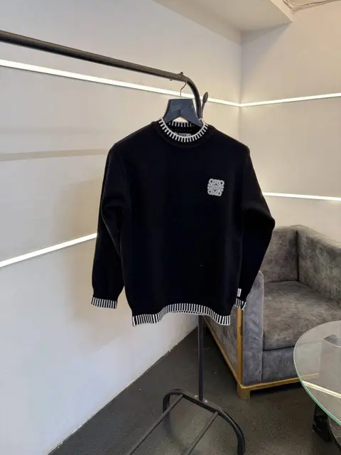 Loewe imported knitted sweatshirt with brand logo on chest black