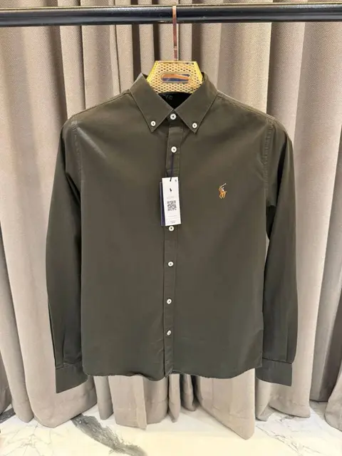 Ralph Lauren Chest Logo Full Sleeves Shirt Olive Green