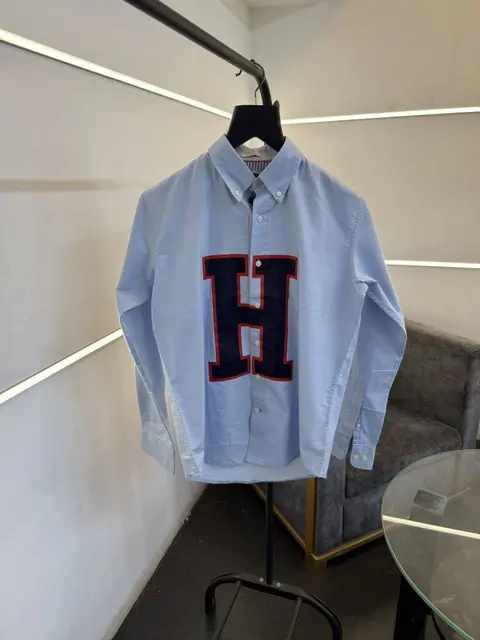 Tommy hilfigar H logo imported full sleeves shirt sky blue