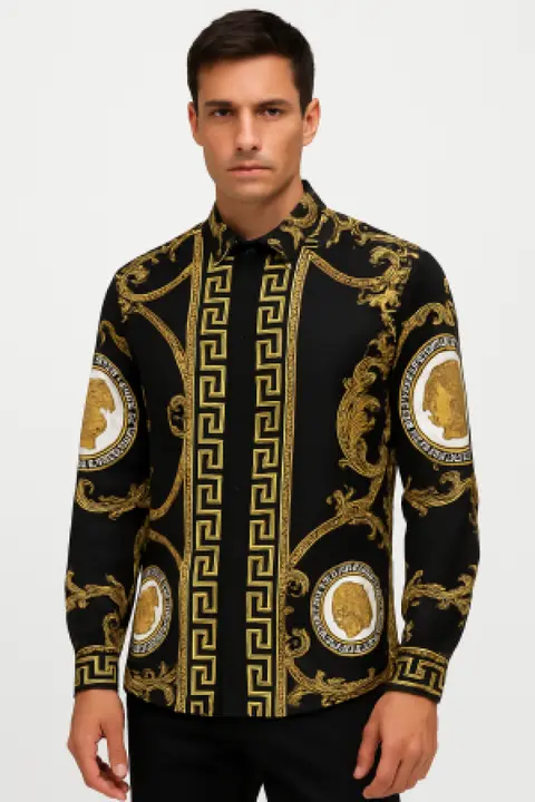 Versace imported full sleeves shirt Black Gold
