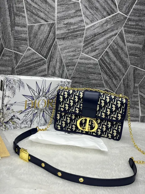 Dior 30 Blue Montaigne East West Bag with Chain