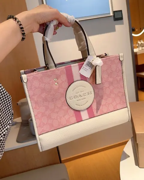 Coach Dempsey Tote With OG Box & Dust Bag & Extra Shoulder Strap (Pink-715)