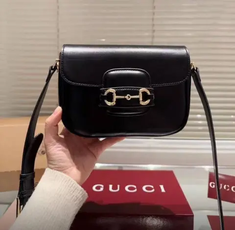 Gucci GG Horsebit 1955 Black Shoulder Bag With Original Box And Dustcover