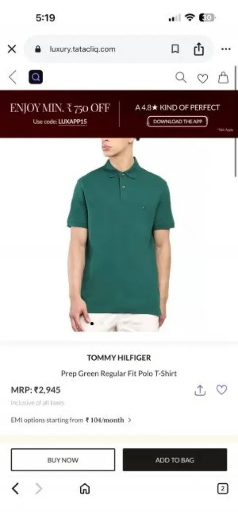 Tommy Hilfigar Chest Logo imported Box pack Polo T-shirt Green
