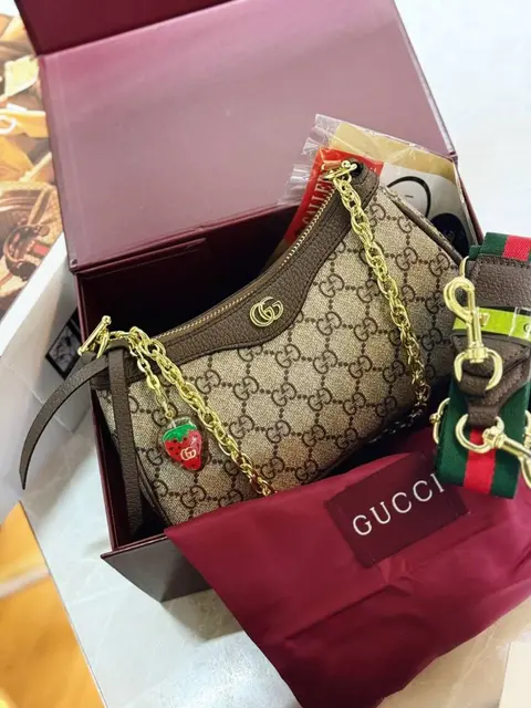 Gucci Ophidia GG ShoulderBag With CherryZip DoubleBox Red GuchiBox Packing