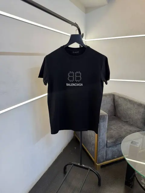 Balenciaga a black front and back print turkish imported round neck tshirt sale