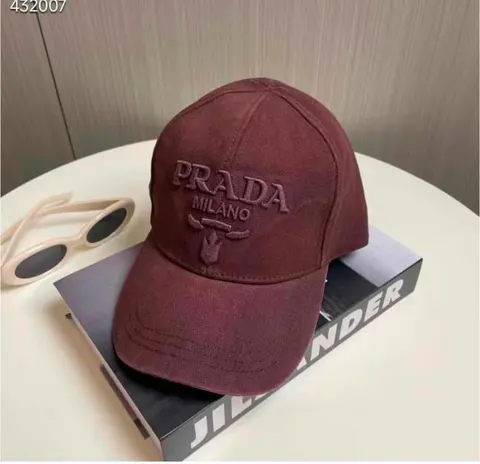 Prada Milano Burgundy Baseball Canvas Premium Unisex Cap (With Safety Box)