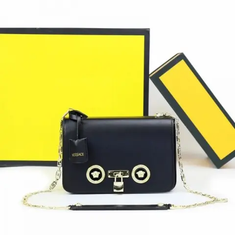 Versace Jeans Couture Crystal Medusa Shoulder Bag With OG Box & Dust Bag (Black - 976)