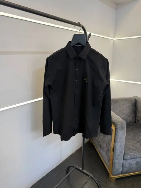 Dolce and gabbana embossed full print turkey imported shirt with brand buttons black