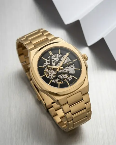 Fossil il Automatic Skeleton gold black