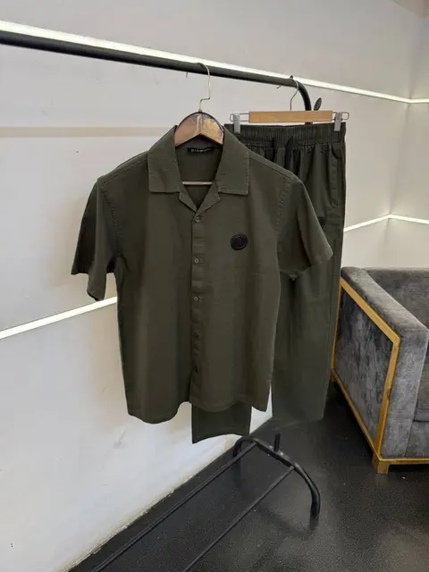Balmain imported cord set with steel logo olive